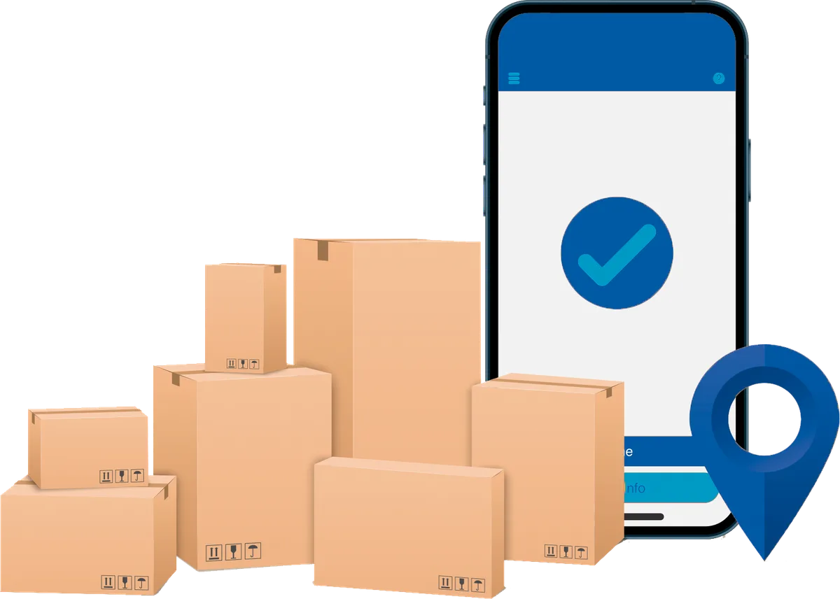 App móvil de reparto de DinaPaq con paquetes y geolocalización